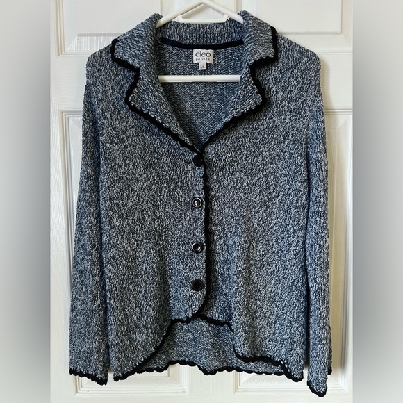 CLEO • petites knit ribbon blue cardigan textured cozy grandmacore cottagecore - Picture 2 of 16